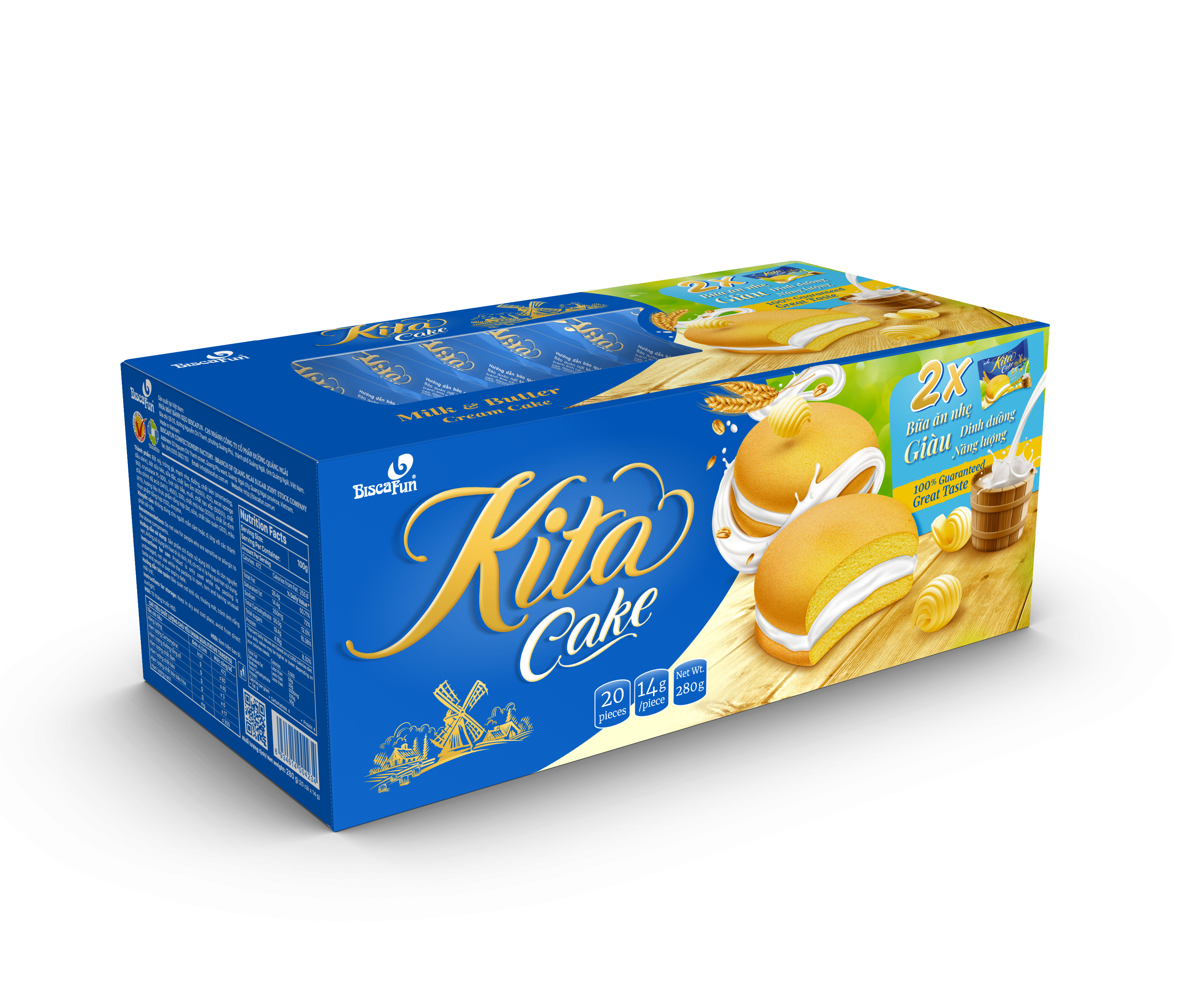 Butter Milk Flavor Cream Sponge Cake 280g (tray)